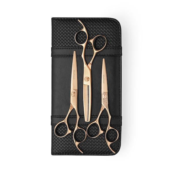 2020 Rose Gold Matsui Damascus Offset Scissors, Triple Set (1828767989821)